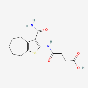 4-[(3-carbamoyl-5,6,7,8-tetrahydro-4H-cyclohepta[b]thiophen-2-yl)amino]-4-oxobutanoic acid