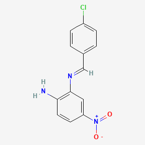 molecular formula C13H10ClN3O2 B11115413 Benzenamine, 2-(4-chlorobenzylidenamino)-4-nitro- 