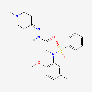 molecular formula C22H28N4O4S B11115420 N-(2-Methoxy-5-methylphenyl)-N-{[N'-(1-methylpiperidin-4-ylidene)hydrazinecarbonyl]methyl}benzenesulfonamide 