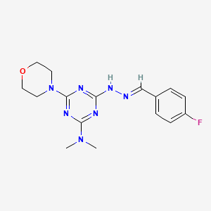 molecular formula C16H20FN7O B11115476 4-[(2E)-2-(4-fluorobenzylidene)hydrazinyl]-N,N-dimethyl-6-(morpholin-4-yl)-1,3,5-triazin-2-amine 