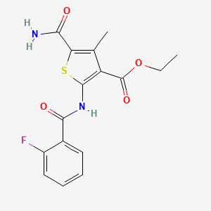 Ethyl 5-carbamoyl-2-{[(2-fluorophenyl)carbonyl]amino}-4-methylthiophene-3-carboxylate