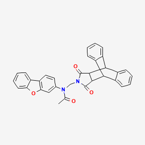 N-(dibenzo[b,d]furan-3-yl)-N-[(16,18-dioxo-17-azapentacyclo[6.6.5.0~2,7~.0~9,14~.0~15,19~]nonadeca-2,4,6,9,11,13-hexaen-17-yl)methyl]acetamide (non-preferred name)