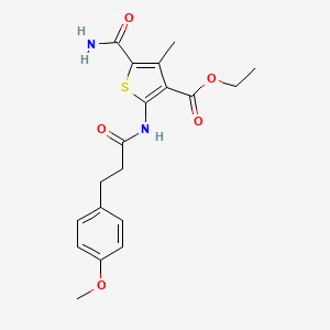 molecular formula C19H22N2O5S B11115556 Ethyl 5-carbamoyl-2-{[3-(4-methoxyphenyl)propanoyl]amino}-4-methylthiophene-3-carboxylate 