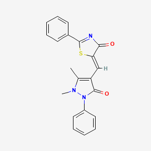 (5Z)-5-[(1,5-dimethyl-3-oxo-2-phenyl-2,3-dihydro-1H-pyrazol-4-yl)methylidene]-2-phenyl-1,3-thiazol-4(5H)-one