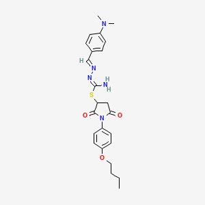 molecular formula C24H29N5O3S B11115567 1-(4-butoxyphenyl)-2,5-dioxopyrrolidin-3-yl (2E)-2-[4-(dimethylamino)benzylidene]hydrazinecarbimidothioate 