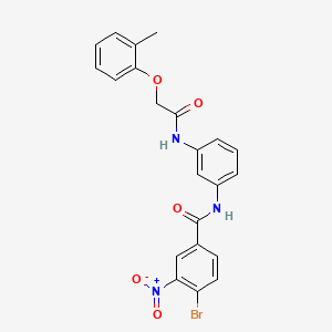 molecular formula C22H18BrN3O5 B11115571 4-bromo-N-(3-{[(2-methylphenoxy)acetyl]amino}phenyl)-3-nitrobenzamide 