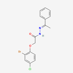 molecular formula C16H14BrClN2O2 B11115597 2-(2-bromo-4-chlorophenoxy)-N'-[(1E)-1-phenylethylidene]acetohydrazide 