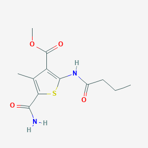 molecular formula C12H16N2O4S B11115609 Methyl 2-(butanoylamino)-5-carbamoyl-4-methylthiophene-3-carboxylate 