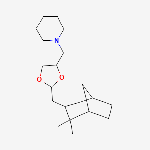 molecular formula C19H33NO2 B11115617 1-({2-[(3,3-Dimethylbicyclo[2.2.1]hept-2-yl)methyl]-1,3-dioxolan-4-yl}methyl)piperidine 