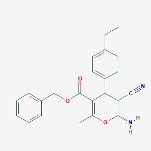 molecular formula C23H22N2O3 B11115619 benzyl 6-amino-5-cyano-4-(4-ethylphenyl)-2-methyl-4H-pyran-3-carboxylate 