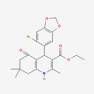 Ethyl 4-(6-bromo-1,3-benzodioxol-5-yl)-2,7,7-trimethyl-5-oxo-1,4,5,6,7,8-hexahydro-3-quinolinecarboxylate