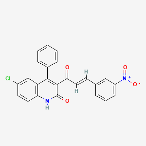 molecular formula C24H15ClN2O4 B11115716 6-Chloro-3-[3-(3-nitro-phenyl)-acryloyl]-4-phenyl-1H-quinolin-2-one 