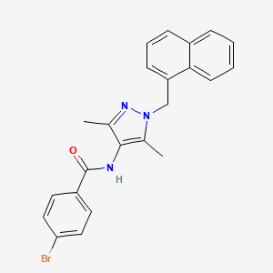 molecular formula C23H20BrN3O B11115757 4-bromo-N-[3,5-dimethyl-1-(naphthalen-1-ylmethyl)-1H-pyrazol-4-yl]benzamide 