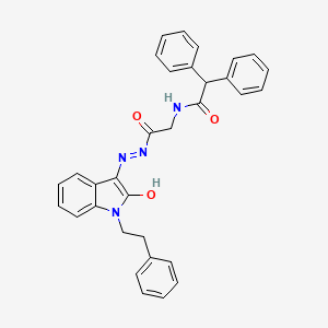 N-({N'-[(3E)-2-Oxo-1-(2-phenylethyl)-2,3-dihydro-1H-indol-3-ylidene]hydrazinecarbonyl}methyl)-2,2-diphenylacetamide