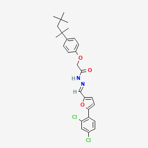 molecular formula C27H30Cl2N2O3 B11115884 N'-{(E)-[5-(2,4-dichlorophenyl)furan-2-yl]methylidene}-2-[4-(2,4,4-trimethylpentan-2-yl)phenoxy]acetohydrazide 