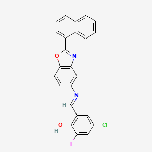 4-chloro-2-iodo-6-[(E)-{[2-(naphthalen-1-yl)-1,3-benzoxazol-5-yl]imino}methyl]phenol