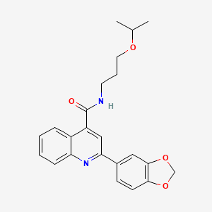 molecular formula C23H24N2O4 B11115935 2-(1,3-benzodioxol-5-yl)-N-[3-(propan-2-yloxy)propyl]quinoline-4-carboxamide 