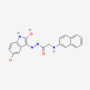 molecular formula C20H15BrN4O2 B11115937 N'-[(3Z)-5-Bromo-2-oxo-2,3-dihydro-1H-indol-3-ylidene]-2-[(naphthalen-2-YL)amino]acetohydrazide 