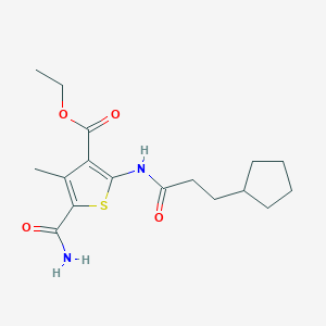 molecular formula C17H24N2O4S B11115939 Ethyl 5-carbamoyl-2-[(3-cyclopentylpropanoyl)amino]-4-methylthiophene-3-carboxylate 