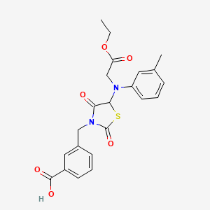 molecular formula C22H22N2O6S B11115940 3-({5-[(2-Ethoxy-2-oxoethyl)(3-methylphenyl)amino]-2,4-dioxo-1,3-thiazolidin-3-yl}methyl)benzoic acid 