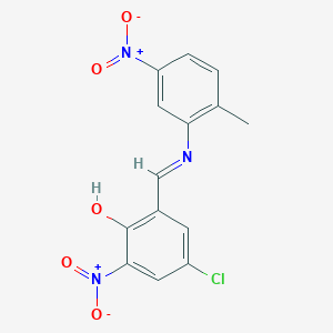 molecular formula C14H10ClN3O5 B11115964 4-chloro-2-{(E)-[(2-methyl-5-nitrophenyl)imino]methyl}-6-nitrophenol 