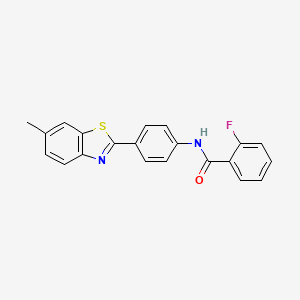 molecular formula C21H15FN2OS B11115970 2-fluoro-N-[4-(6-methyl-1,3-benzothiazol-2-yl)phenyl]benzamide 