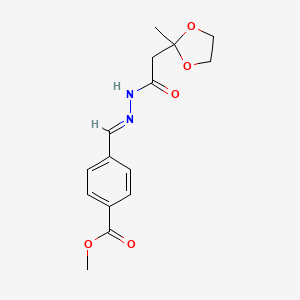 molecular formula C15H18N2O5 B11115978 methyl 4-[(E)-{2-[(2-methyl-1,3-dioxolan-2-yl)acetyl]hydrazinylidene}methyl]benzoate 