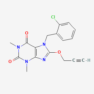 molecular formula C17H15ClN4O3 B11116001 7-(2-chlorobenzyl)-1,3-dimethyl-8-(prop-2-yn-1-yloxy)-3,7-dihydro-1H-purine-2,6-dione 