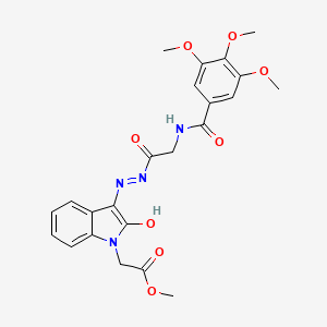 molecular formula C23H24N4O8 B11116038 methyl {(3Z)-2-oxo-3-[2-({[(3,4,5-trimethoxyphenyl)carbonyl]amino}acetyl)hydrazinylidene]-2,3-dihydro-1H-indol-1-yl}acetate 