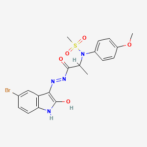 molecular formula C19H19BrN4O5S B11116117 N-{1-[(2Z)-2-(5-bromo-2-oxo-1,2-dihydro-3H-indol-3-ylidene)hydrazinyl]-1-oxopropan-2-yl}-N-(4-methoxyphenyl)methanesulfonamide (non-preferred name) 