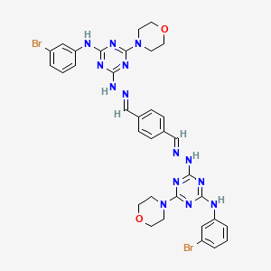 molecular formula C34H34Br2N14O2 B11116175 Terephthalaldehyde 1,4-bis[4-(3-bromoanilino)-6-morpholino-1,3,5-triazin-2-YL]dihydrazone 