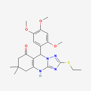 molecular formula C22H28N4O4S B11116185 2-(ethylsulfanyl)-6,6-dimethyl-9-(2,4,5-trimethoxyphenyl)-5,6,7,9-tetrahydro[1,2,4]triazolo[5,1-b]quinazolin-8(4H)-one 