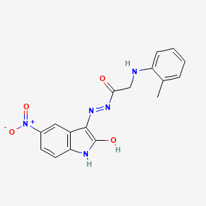 2-[(2-methylphenyl)amino]-N'-[(3Z)-5-nitro-2-oxo-1,2-dihydro-3H-indol-3-ylidene]acetohydrazide (non-preferred name)