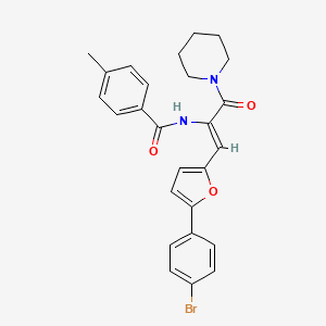 molecular formula C26H25BrN2O3 B11116240 N-[(1Z)-1-[5-(4-bromophenyl)furan-2-yl]-3-oxo-3-(piperidin-1-yl)prop-1-en-2-yl]-4-methylbenzamide 