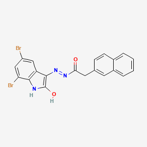 molecular formula C20H13Br2N3O2 B11116328 N'-[(3E)-5,7-dibromo-2-oxo-1,2-dihydro-3H-indol-3-ylidene]-2-(naphthalen-2-yl)acetohydrazide 