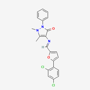 4-({(E)-[5-(2,4-dichlorophenyl)furan-2-yl]methylidene}amino)-1,5-dimethyl-2-phenyl-1,2-dihydro-3H-pyrazol-3-one