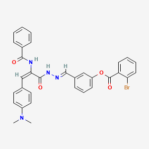 3-[(E)-(2-{(2E)-3-[4-(dimethylamino)phenyl]-2-[(phenylcarbonyl)amino]prop-2-enoyl}hydrazinylidene)methyl]phenyl 2-bromobenzoate