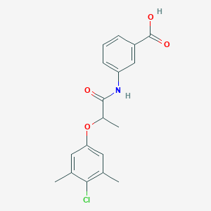 molecular formula C18H18ClNO4 B11116396 3-{[2-(4-Chloro-3,5-dimethylphenoxy)propanoyl]amino}benzoic acid 