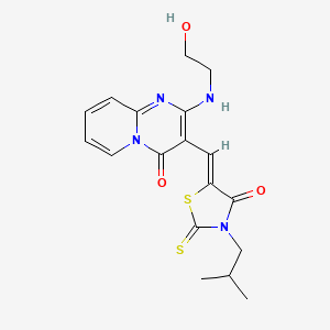 molecular formula C18H20N4O3S2 B11116418 2-[(2-hydroxyethyl)amino]-3-[(Z)-(3-isobutyl-4-oxo-2-thioxo-1,3-thiazolidin-5-ylidene)methyl]-4H-pyrido[1,2-a]pyrimidin-4-one 