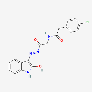 2-(4-Chlorophenyl)-N-({N'-[(3Z)-2-oxo-2,3-dihydro-1H-indol-3-ylidene]hydrazinecarbonyl}methyl)acetamide