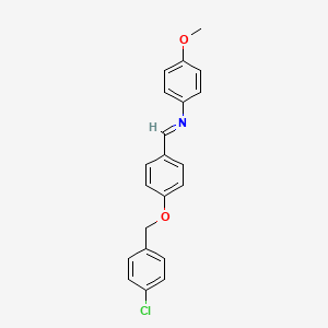 molecular formula C21H18ClNO2 B11116482 N-[(E)-{4-[(4-chlorobenzyl)oxy]phenyl}methylidene]-4-methoxyaniline 