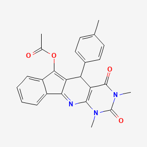 molecular formula C25H21N3O4 B11116492 [5,7-dimethyl-2-(4-methylphenyl)-4,6-dioxo-5,7,9-triazatetracyclo[8.7.0.03,8.011,16]heptadeca-1(17),3(8),9,11,13,15-hexaen-17-yl] acetate 