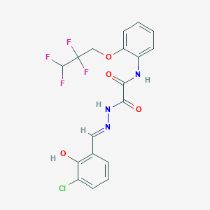 2-[(2E)-2-(3-chloro-2-hydroxybenzylidene)hydrazinyl]-2-oxo-N-[2-(2,2,3,3-tetrafluoropropoxy)phenyl]acetamide