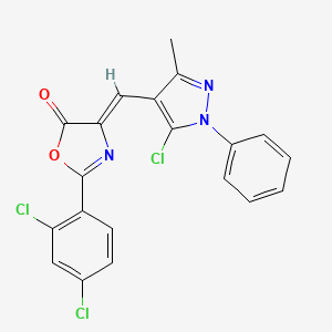 molecular formula C20H12Cl3N3O2 B11116555 (4Z)-4-[(5-chloro-3-methyl-1-phenyl-1H-pyrazol-4-yl)methylidene]-2-(2,4-dichlorophenyl)-1,3-oxazol-5(4H)-one 