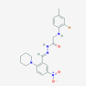 2-(2-Bromo-4-methylanilino)-N'~1~-[(E)-1-(5-nitro-2-piperidinophenyl)methylidene]acetohydrazide