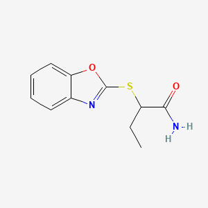 molecular formula C11H12N2O2S B11116617 2-(1,3-Benzoxazol-2-ylsulfanyl)butanamide 