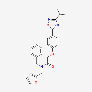 molecular formula C25H25N3O4 B11116624 N-benzyl-N-(furan-2-ylmethyl)-2-{4-[3-(propan-2-yl)-1,2,4-oxadiazol-5-yl]phenoxy}acetamide 