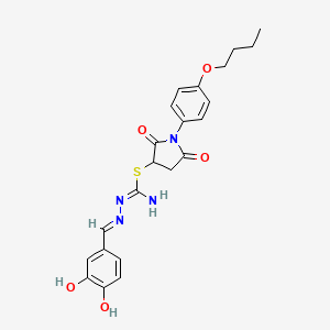 molecular formula C22H24N4O5S B11116630 1-(4-butoxyphenyl)-2,5-dioxopyrrolidin-3-yl (2E)-2-(3,4-dihydroxybenzylidene)hydrazinecarbimidothioate 