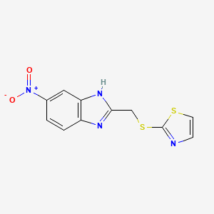 5-nitro-2-[(1,3-thiazol-2-ylsulfanyl)methyl]-1H-benzimidazole