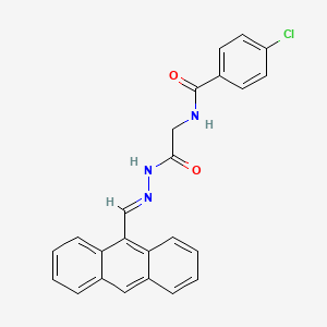 molecular formula C24H18ClN3O2 B11116719 N-{2-[(2E)-2-(9-anthrylmethylene)hydrazino]-2-oxoethyl}-4-chlorobenzamide 